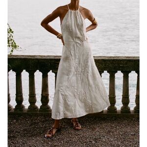 Zara White Embroidered Maxi Dress